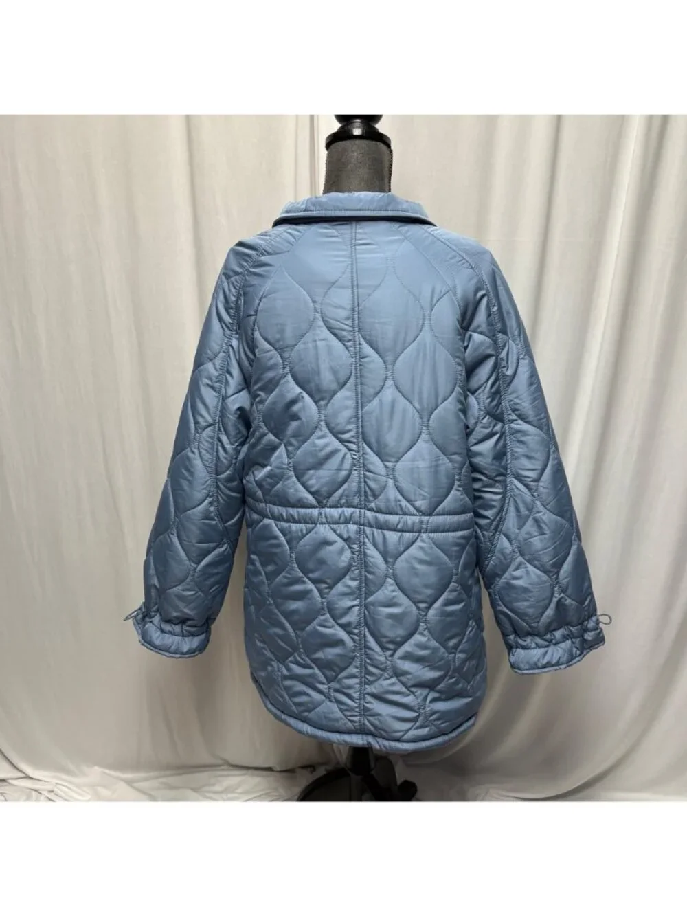 Sporto Womens Plus 1X Blue Quilted Coat Faux Fur Lined Winter Anorak Jacket